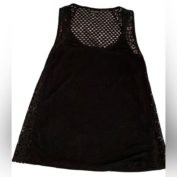 Banana Republic black lace & mesh tank top, swimsuit cover up beach wear small - Picture 1 of 12